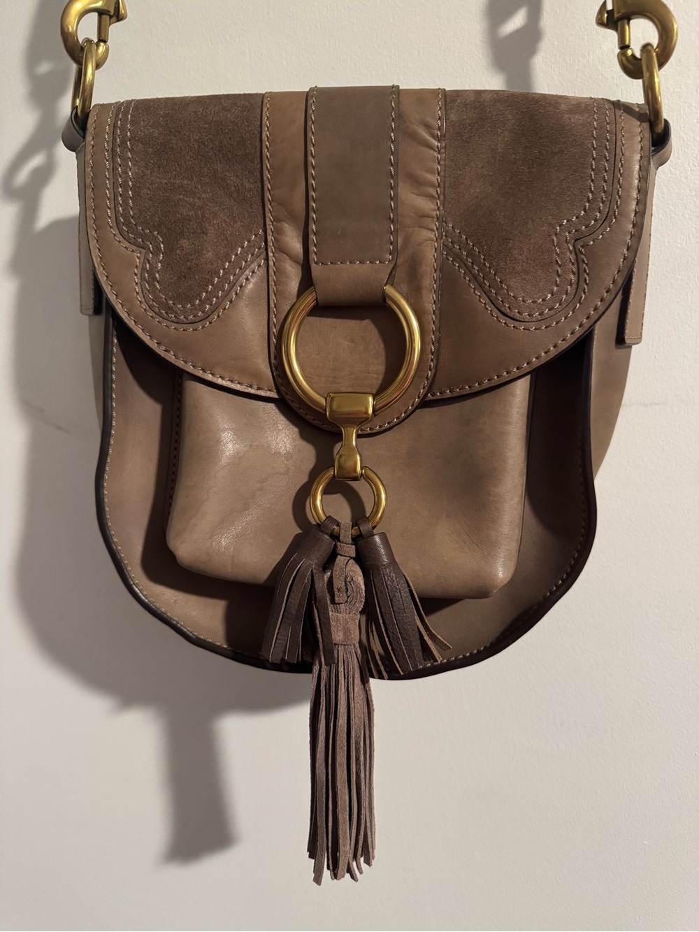 Frye Taupe Brown Leather Saddlebag - Picture 3 of 4